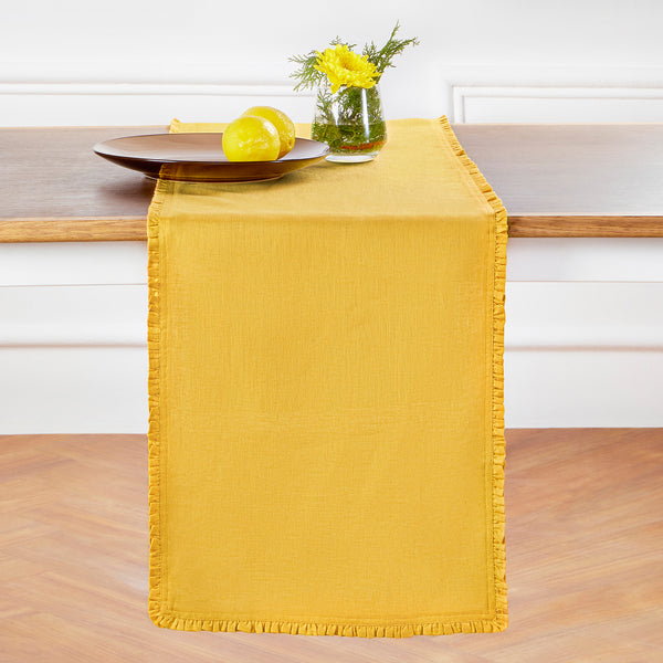 Solino Home Juliette Ruffle Table Runner White