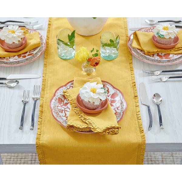 Solino Home Juliette Ruffle Table Runner White