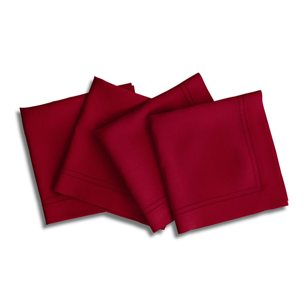 solino home Linen Double Hemstitch Napkins Red