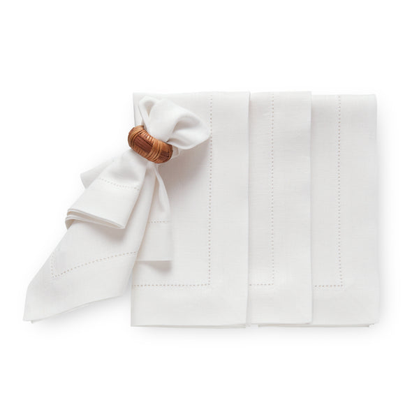 solino home Medium Weight Hemstitch Napkins White