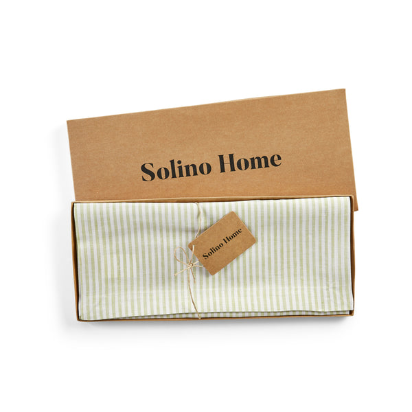 Solino Home Narrow Stripe Table Runner Sage & White