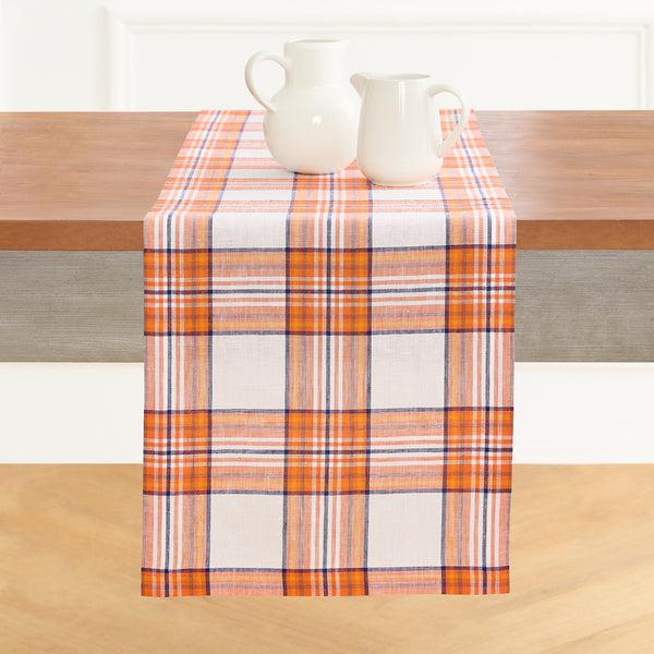 Solino Home Orange Plaid Table Runner Orange