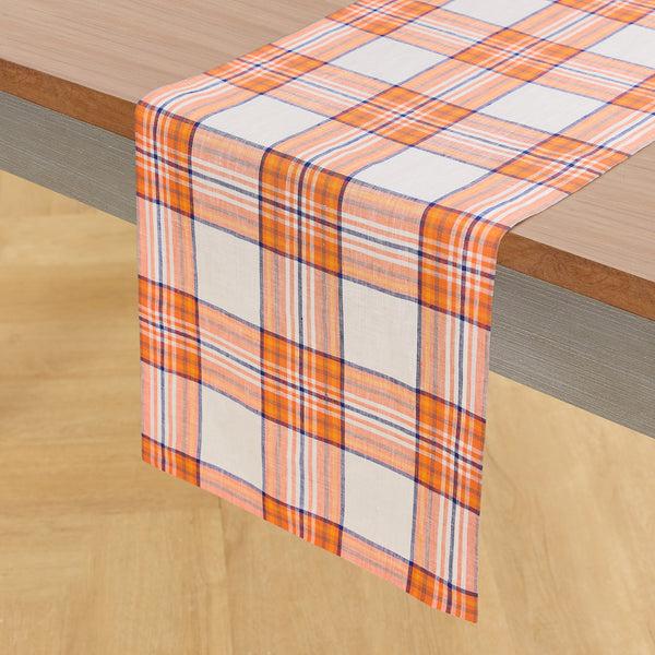 solino home Orange Plaid Table Runner Orange