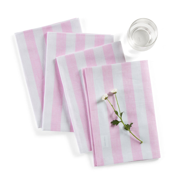 solino home Sorrento Stripe Napkins Pink & White