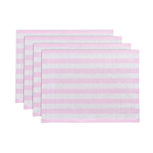 solino home Sorrento Stripe Placemats Pink & White