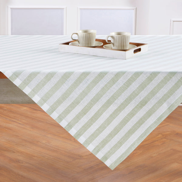 solino home Sorrento Stripe Table Throw Sage & White