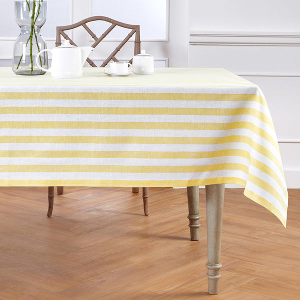 Solino Home Sorrento Stripe Tablecloth Pink & White