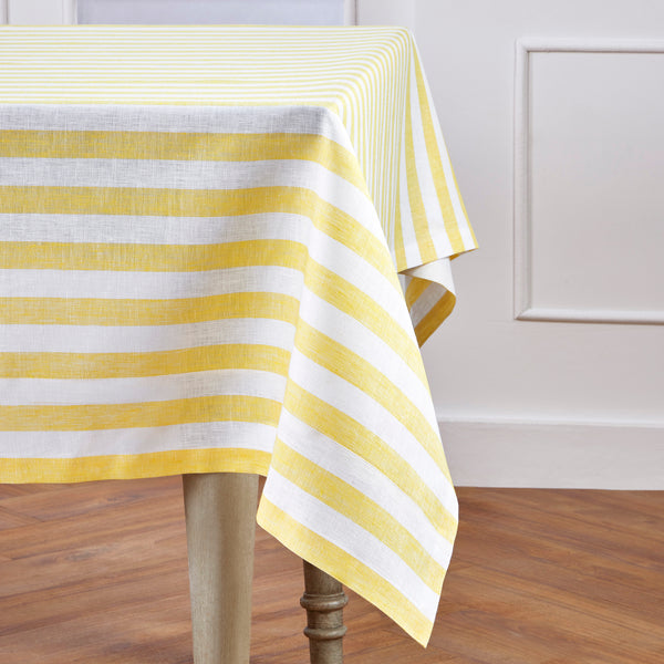 Solino Home Sorrento Stripe Tablecloth Pink & White