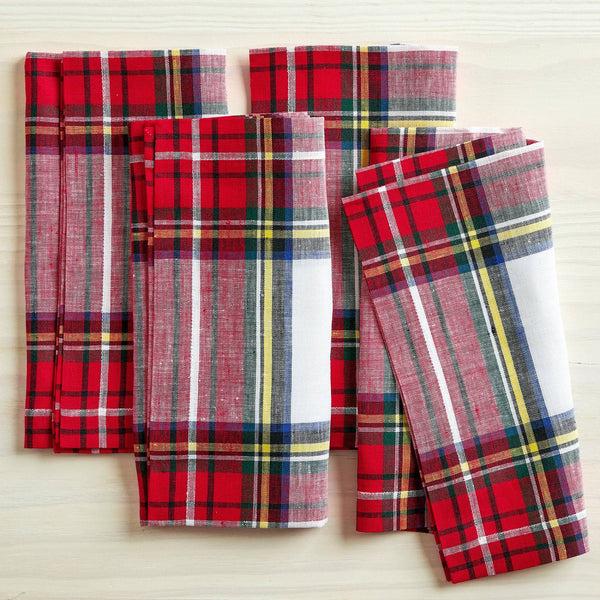 solino home Stewart Plaid Napkins White