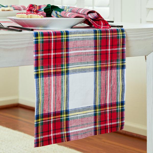 Solino Home Stewart Plaid Table Runner White