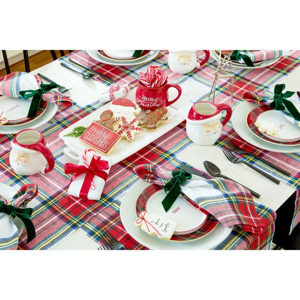 Solino Home Stewart Plaid Table Runner White