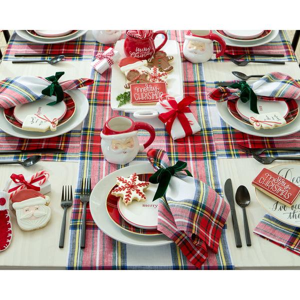 Solino Home Stewart Plaid Table Runner White