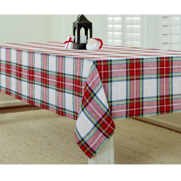 Solino Home Stewart Plaid Tablecloth White