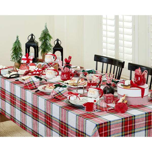 Solino Home Stewart Plaid Tablecloth White