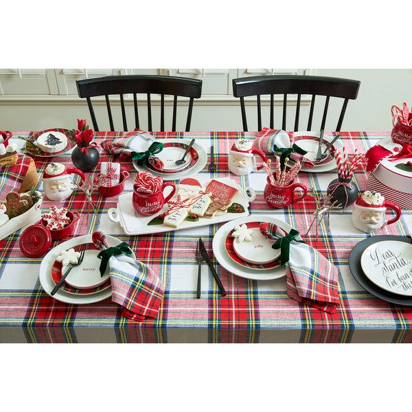 Solino Home Stewart Plaid Tablecloth White