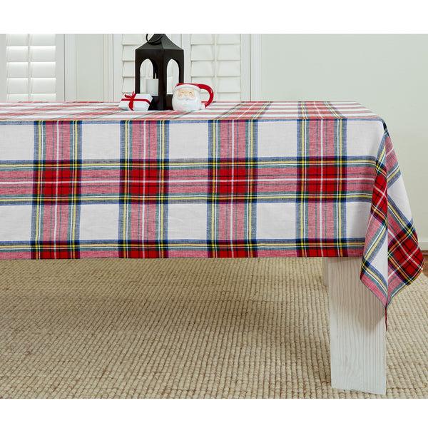 solino home Stewart Plaid Tablecloth White