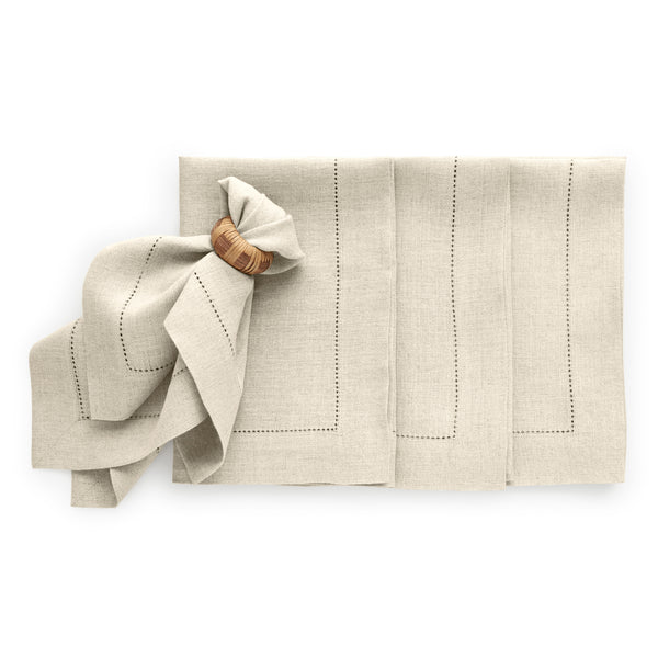 solino home Sonoma Hemstitch Napkins Pre - Washed Flax
