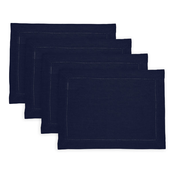 solino home Sonoma Hemstitch Placemats Pre - Washed Indigo Navy