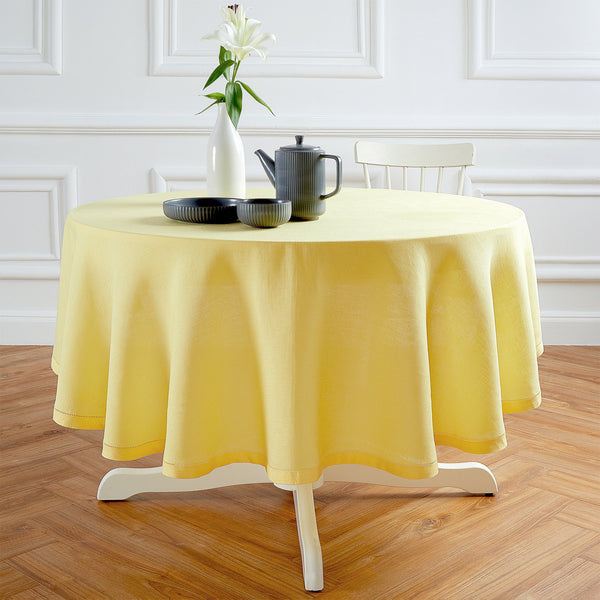 Solino Home Sonoma Hemstitch Round Tablecloth Pre - Washed Black