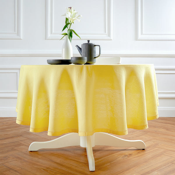 Solino Home Sonoma Hemstitch Round Tablecloth Pre - Washed Black