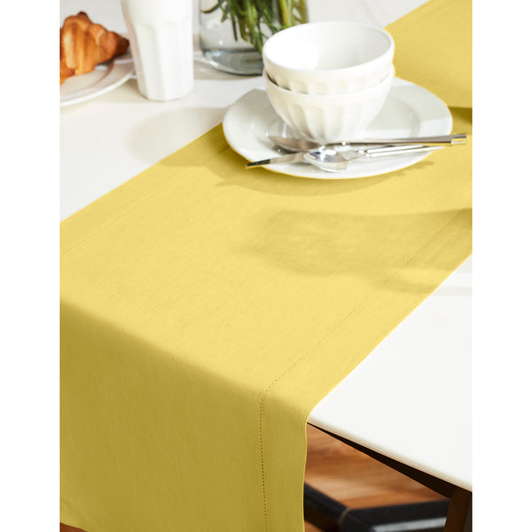 Solino Home Sonoma Hemstitch Table Runner Pre - Washed Yellow