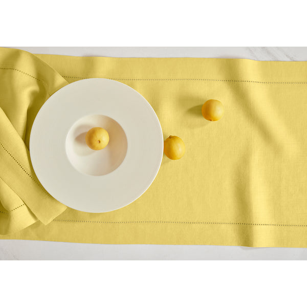 Solino Home Sonoma Hemstitch Table Runner Pre - Washed Yellow