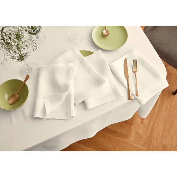 Solino Home Sonoma Hemstitch Tablecloth Pre - Washed Ivory