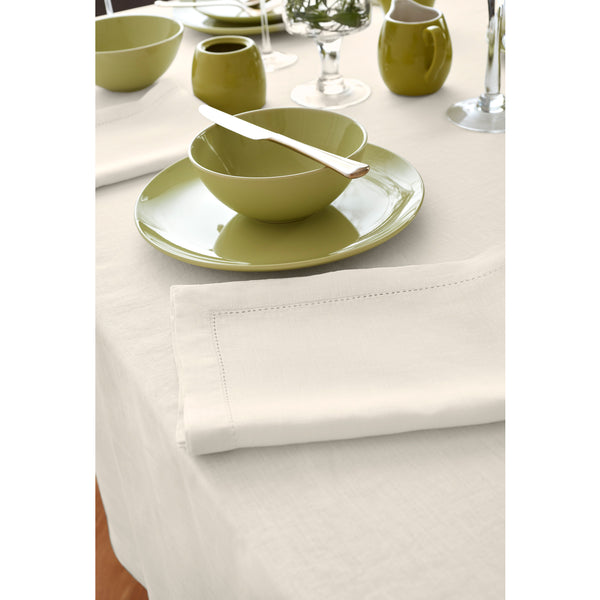 Solino Home Sonoma Hemstitch Tablecloth Pre - Washed Ivory
