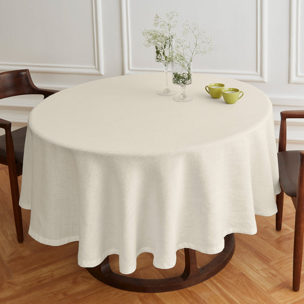 Solino Home Sonoma Round Tablecloth Pre - Washed Ivory