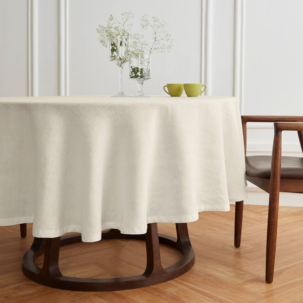 Solino Home Sonoma Round Tablecloth Pre - Washed Ivory