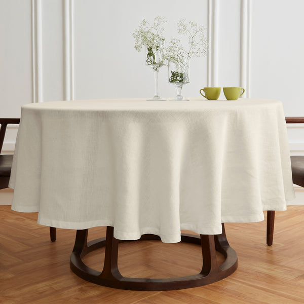solino home Sonoma Round Tablecloth Pre - Washed Ivory