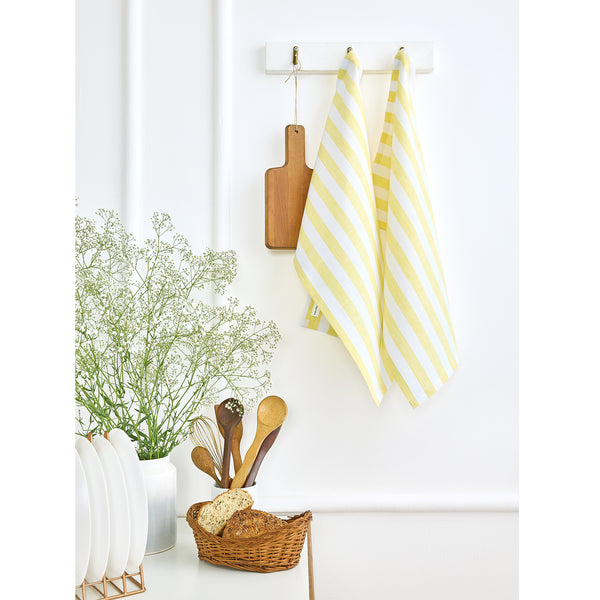 Solino Home Sorrento Stripe Kitchen Towels Yellow & White