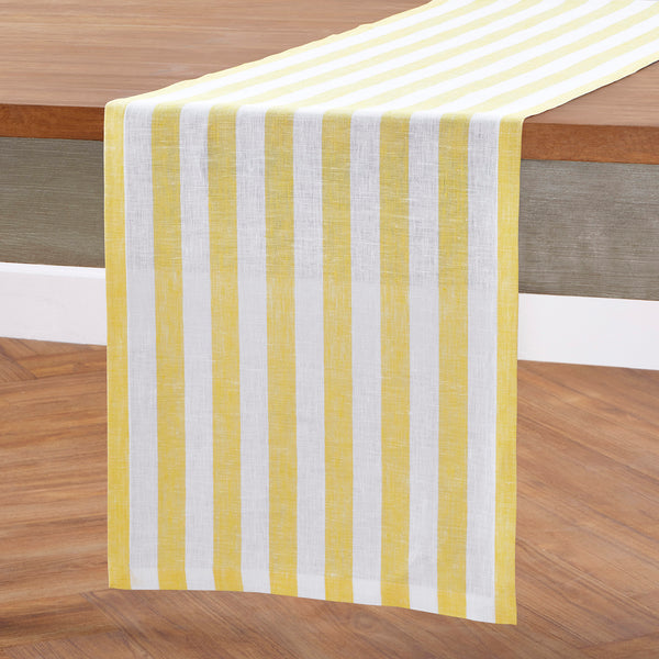 Solino Home Sorrento Stripe Table Runner Yellow & White
