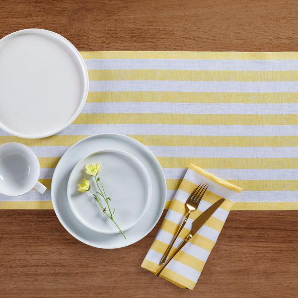 Solino Home Sorrento Stripe Table Runner Yellow & White