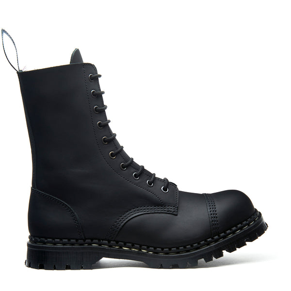 solovair Black Greasy 10 Eye Steel Toe Capped Derby Boot