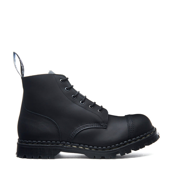 solovair Black Greasy 6 Eye Steel Toe Capped Derby Boot