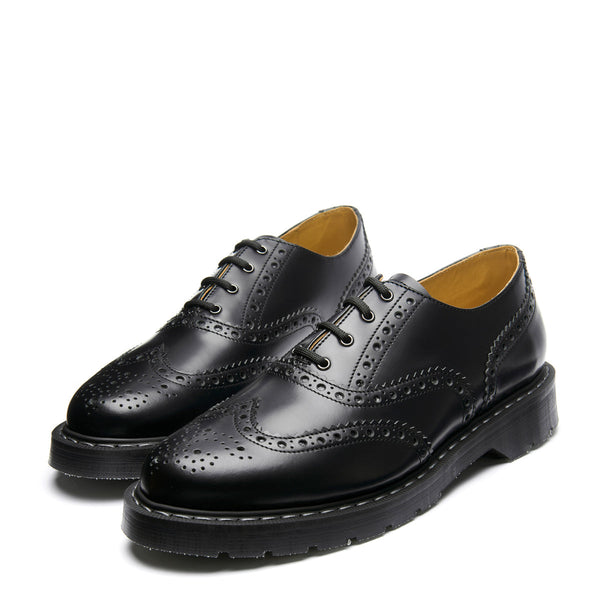 Solovair Black Hi-Shine 4 Eye English Oxford Brogue Shoe