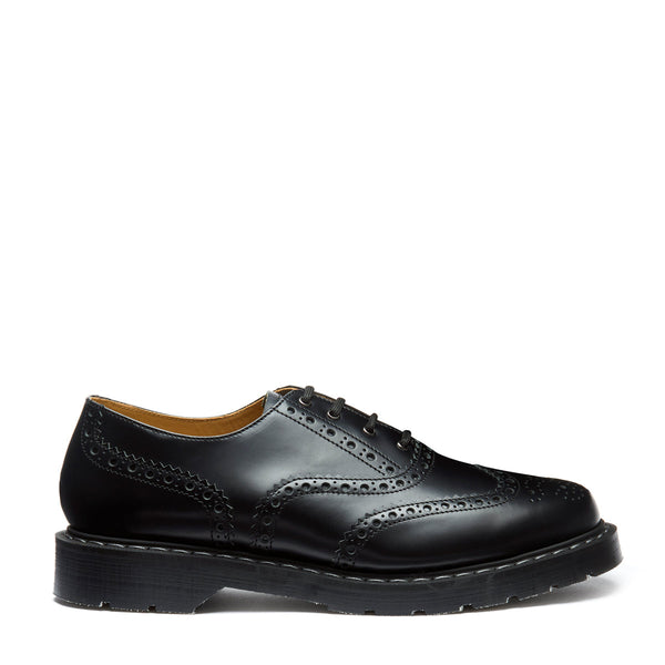 solovair Black Hi-Shine 4 Eye English Oxford Brogue Shoe