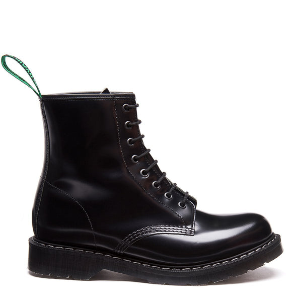 Solovair Black Hi-Shine 8 Eye Derby Boot & Boot Kiltie
