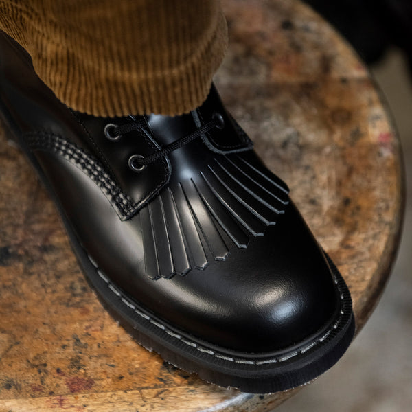 Solovair Black Hi-Shine 8 Eye Derby Boot & Boot Kiltie