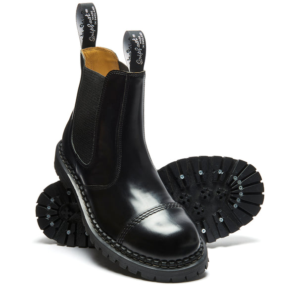 Solovair Black Hi-Shine Steel Toe Capped Dealer Boot