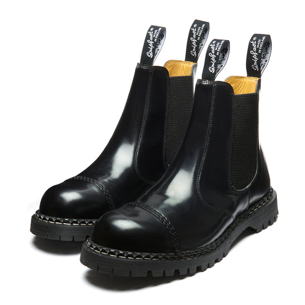 Solovair Black Hi-Shine Steel Toe Capped Dealer Boot