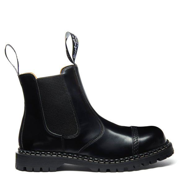 solovair Black Hi-Shine Steel Toe Capped Dealer Boot