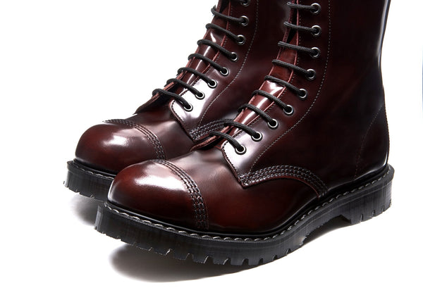 Solovair Burgundy Rub-Off 11 Eye Steel Toe Derby Boot