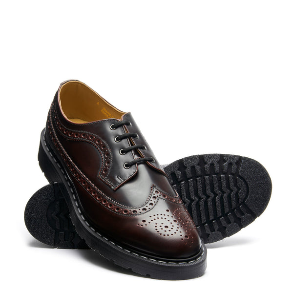 Solovair Burgundy Rub-Off 4 Eye American Derby Brogue Shoe