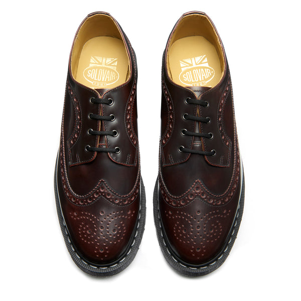 Solovair Burgundy Rub-Off 4 Eye American Derby Brogue Shoe