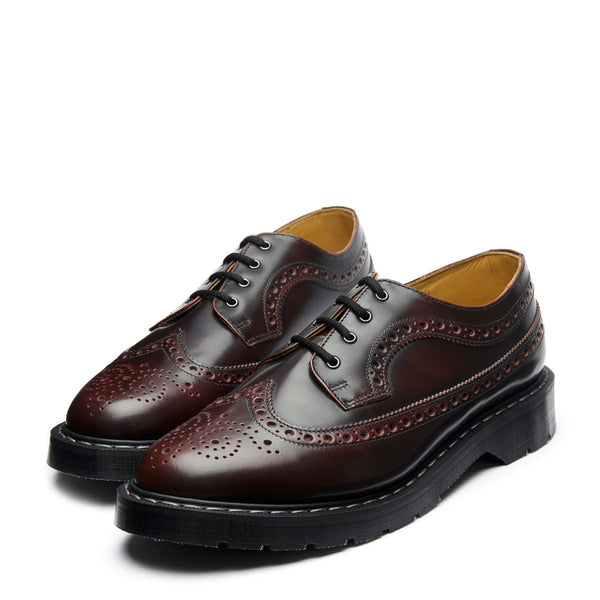 Solovair Burgundy Rub-Off 4 Eye American Derby Brogue Shoe