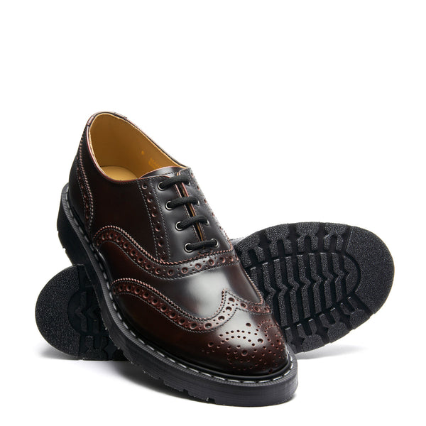 Solovair Burgundy Rub-Off 4 Eye English Oxford Brogue Shoe