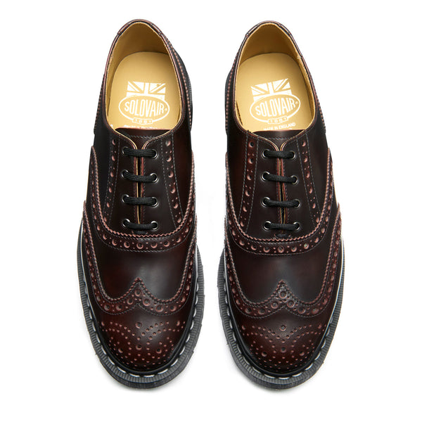 Solovair Burgundy Rub-Off 4 Eye English Oxford Brogue Shoe
