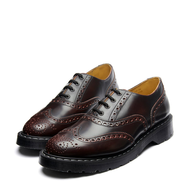 Solovair Burgundy Rub-Off 4 Eye English Oxford Brogue Shoe
